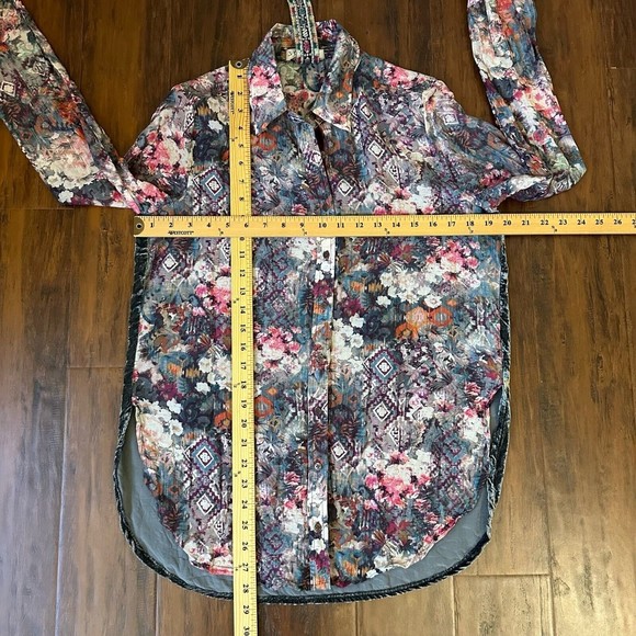JOHNNY WAS 3J WORKSHOP Floral Print Velvet Button Down Tunic Top Multi - Picture 10 of 10